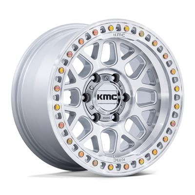 KMC KM549 GRS Gloss Silver with Machined Face Simulated Beadlock Wheels - S1954