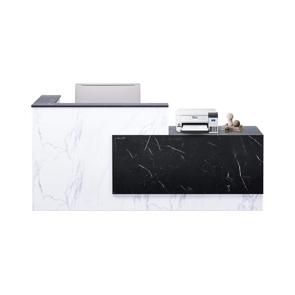 L-Shaped Modern Black And White Reception Desk With Lockable Drawers (SAK50729)
