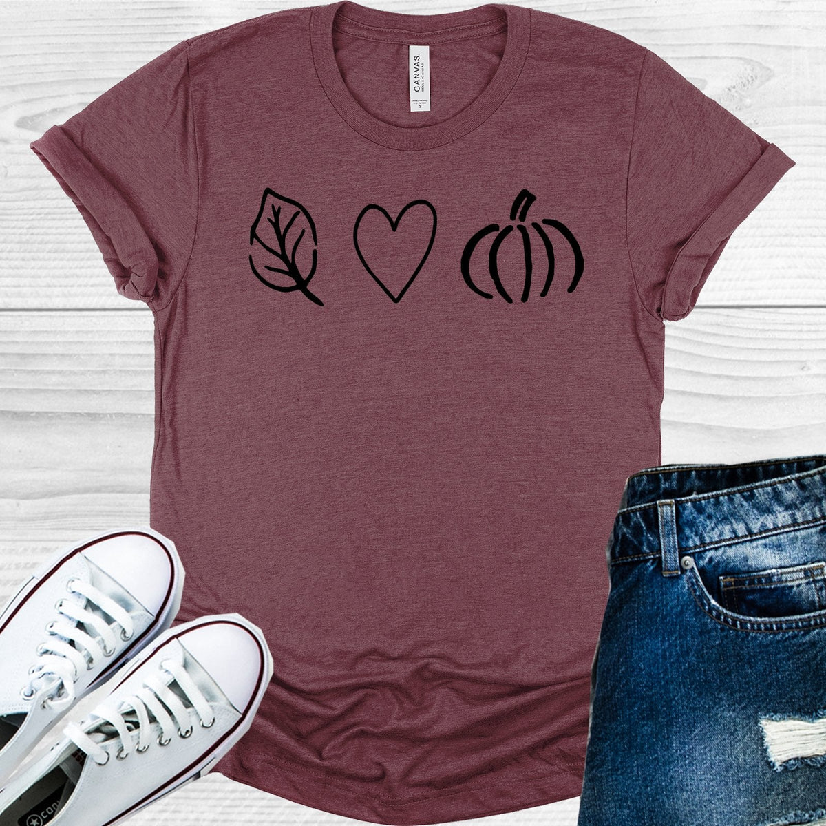 Leaf Heart Pumpkin Graphic Tee