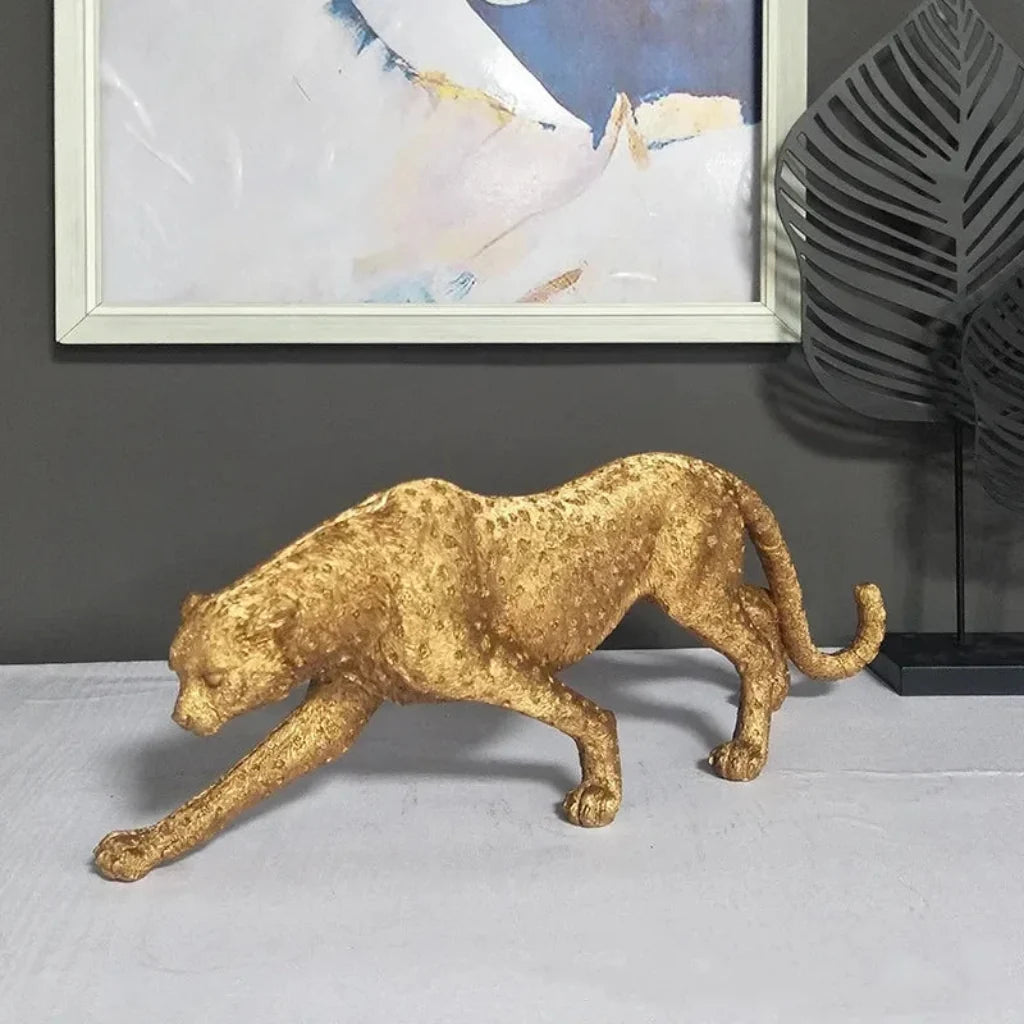 Gold Leopard Cheetah Statues for Modern Home Decor Lovers