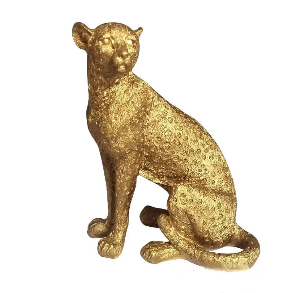 Gold Leopard Cheetah Statues for Modern Home Decor Lovers