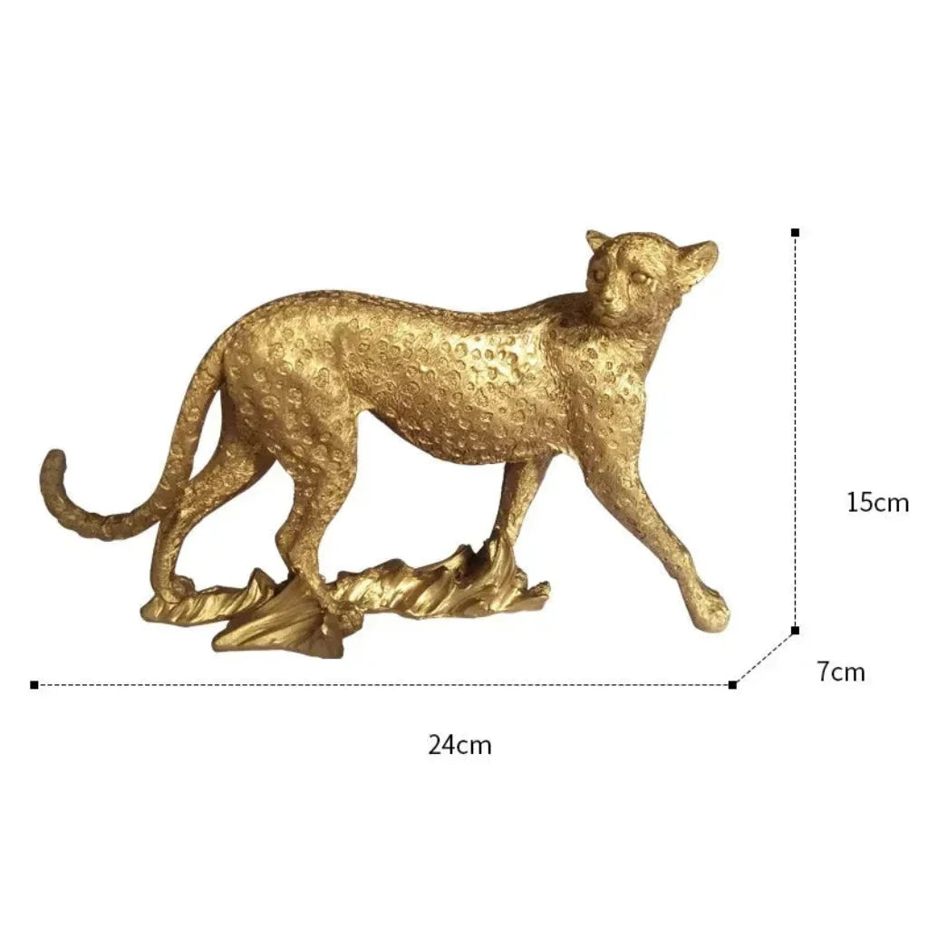 Gold Leopard Cheetah Statues for Modern Home Decor Lovers