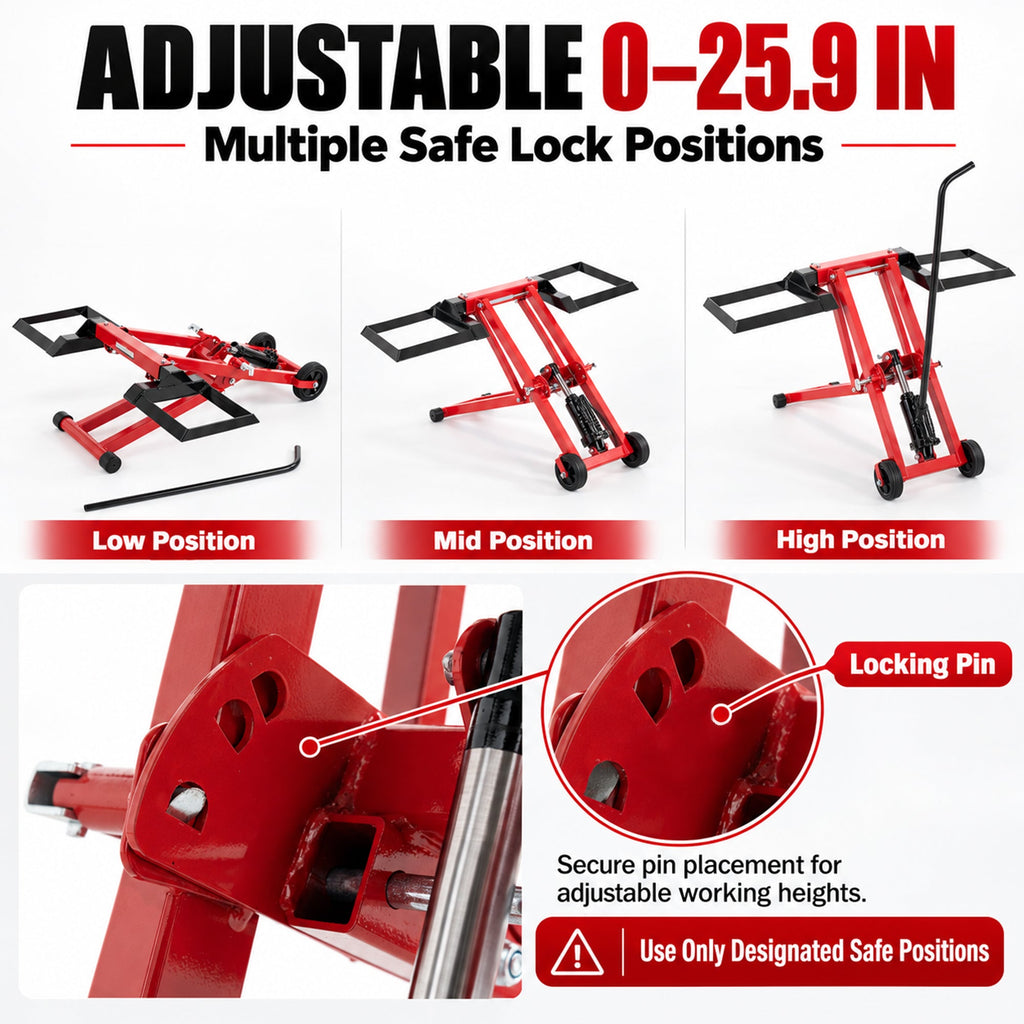 225kgs Lawn Mower Jack with Adjustable Safety Lock - Steel