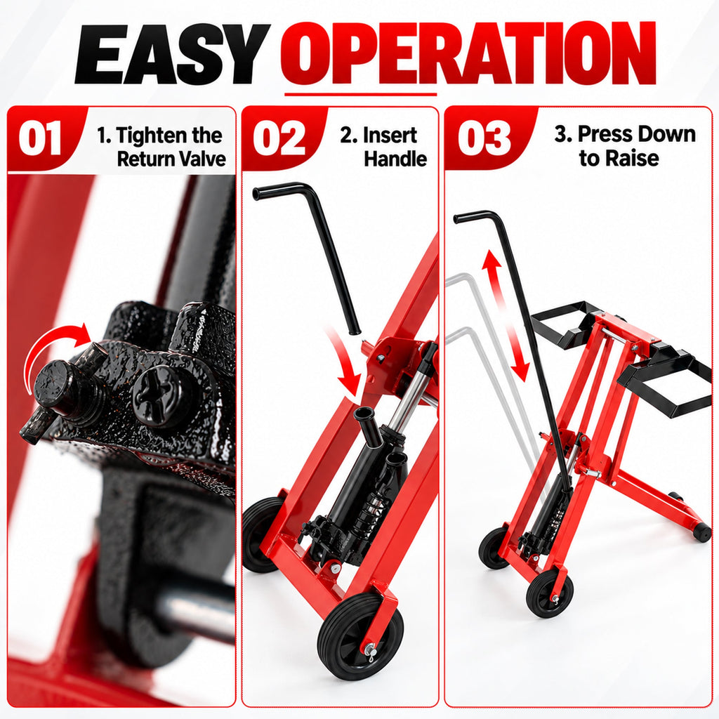 225kgs Lawn Mower Jack with Adjustable Safety Lock - Steel