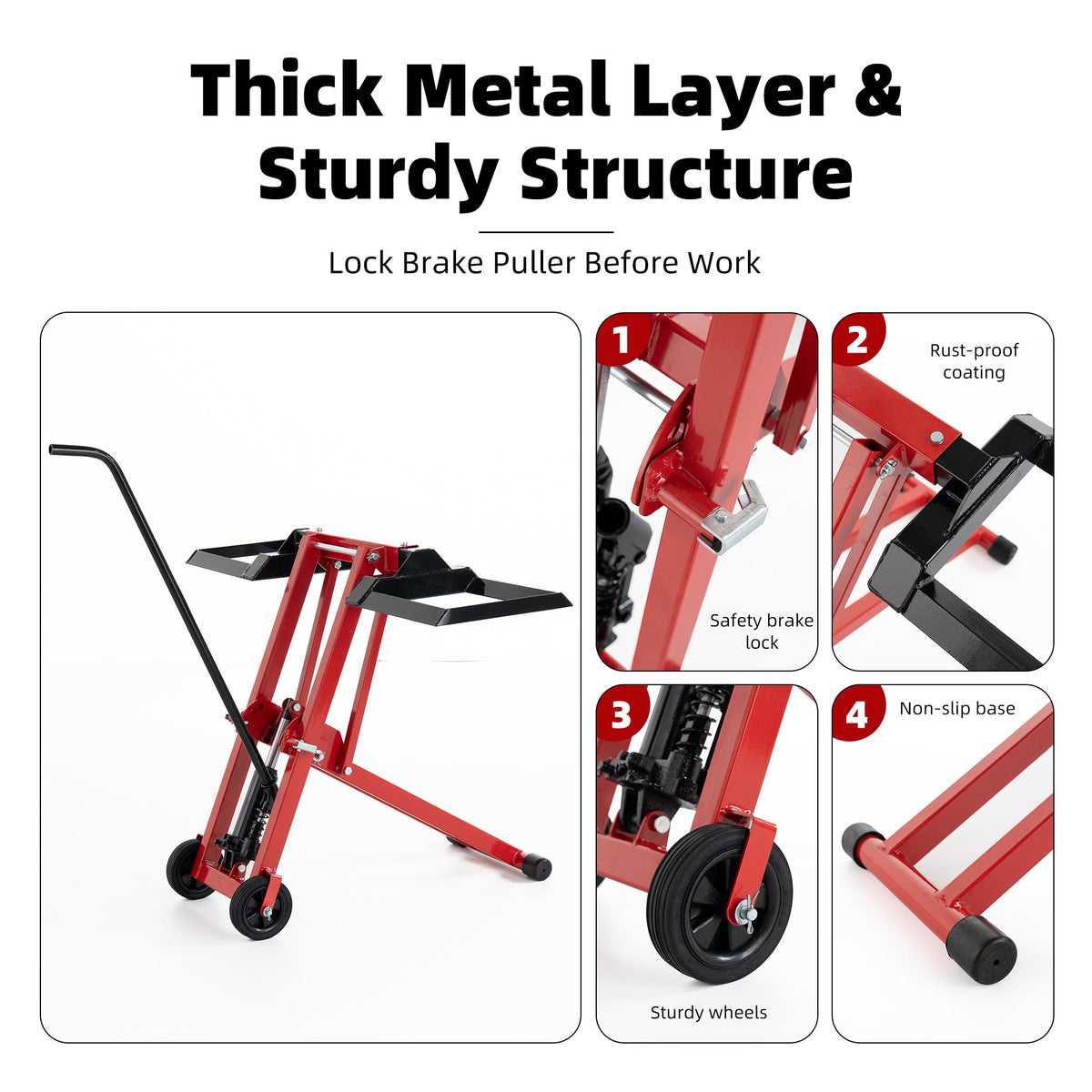 225kgs Lawn Mower Jack with Adjustable Safety Lock - Steel