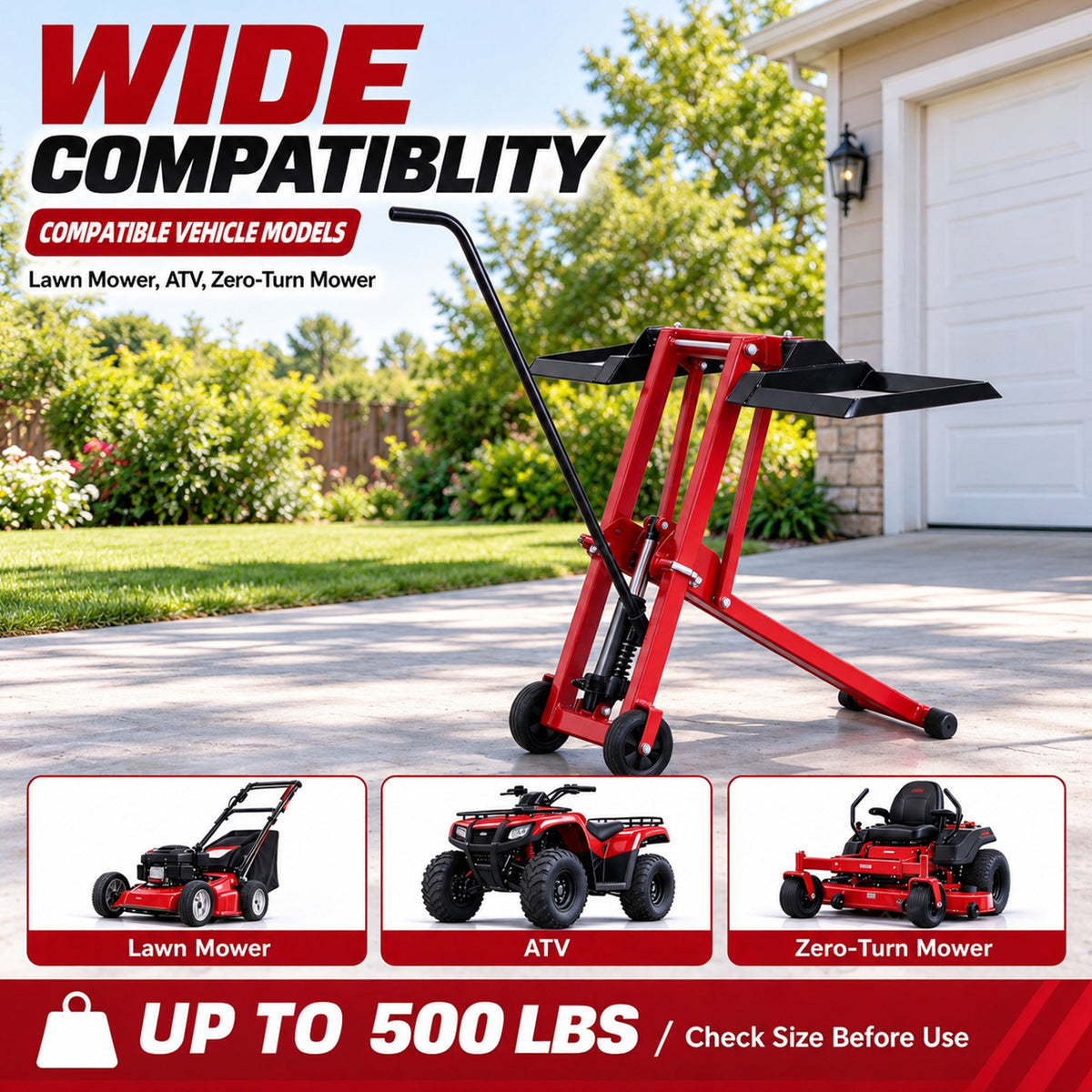 225kgs Lawn Mower Jack with Adjustable Safety Lock - Steel