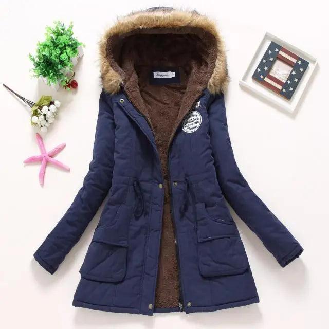 Luxurious Autumn Winter Women Cotton Jacket Padded Casual Slim Coat Emboridery Hooded Size 3XL Wadded Overcoat