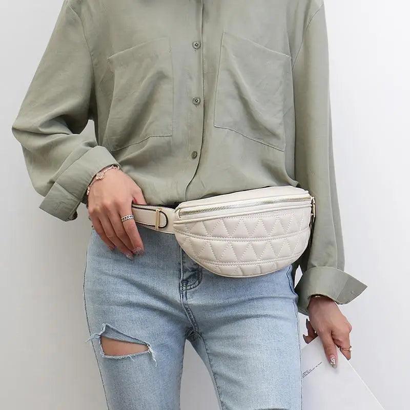 Luxurious Women PU Leather Waist Bags Waterproof Belt Bag Cross Body Fanny Pack Travel Bum Bag