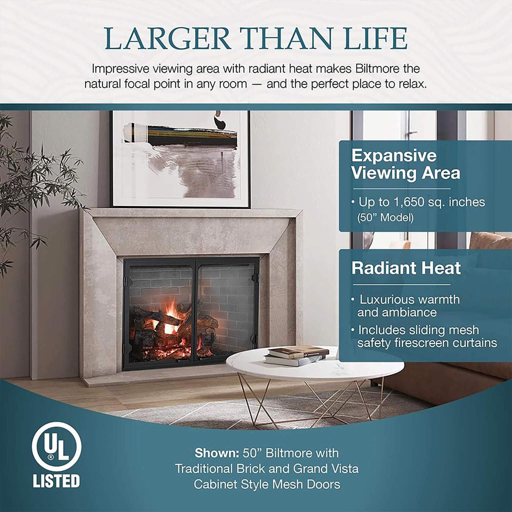 Majestic Biltmore 50-Inch Herringbone Pattern Open Wood-Burning Fireplace [SB100HB] (SAK62529)