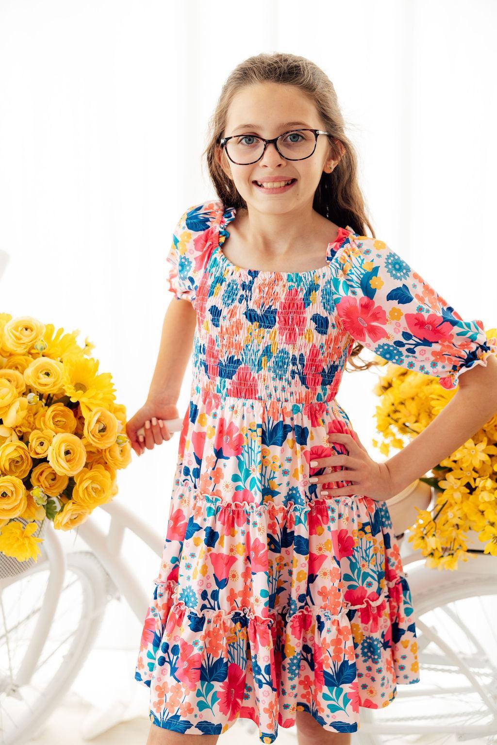 SALE Sunshine Garden Smocked Ruffle Dress