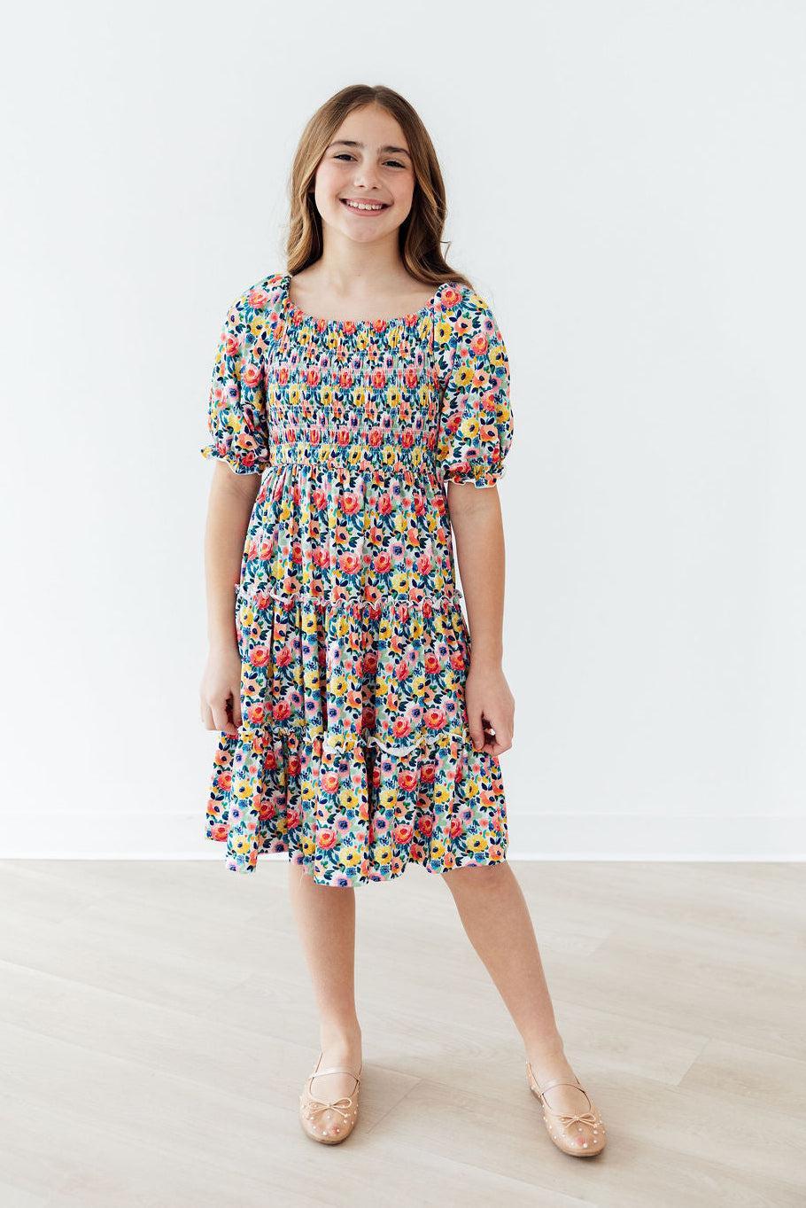 SALE Beautiful Blossoms Smocked Ruffle Dress
