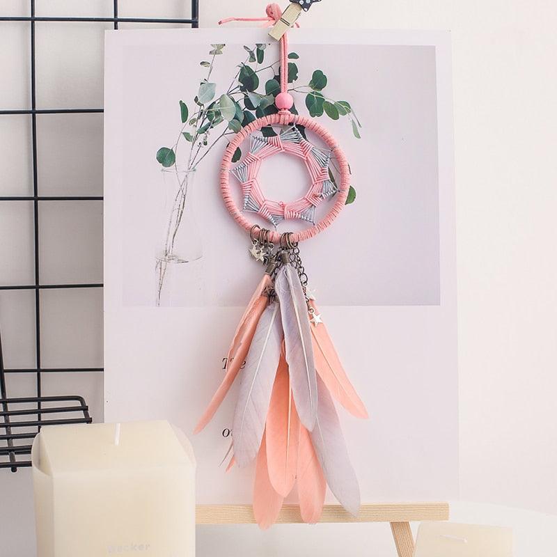 Mini 38cm Dream Catchers Hanging Room Decoration Indian Style Feathers Pendants Bag Key Chains Wind Chimes  Wall Decor Native American Handmade For Bedroom Car & Wall Hanging Decoration Ornaments Dream Catchers For Girls Boys Room