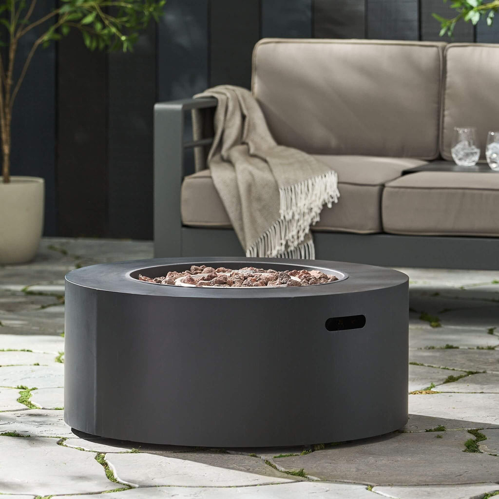 Modern 32-Inch 40K BTU Round Iron Propane Fire Pit (SAK29102)
