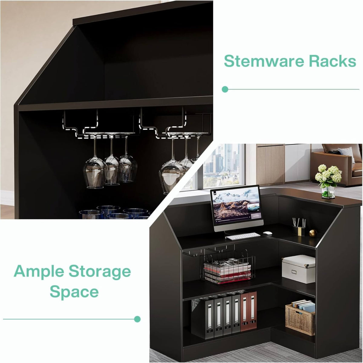 Modern L-Shaped Reception Desk With Storage Shelves (SAK81036)