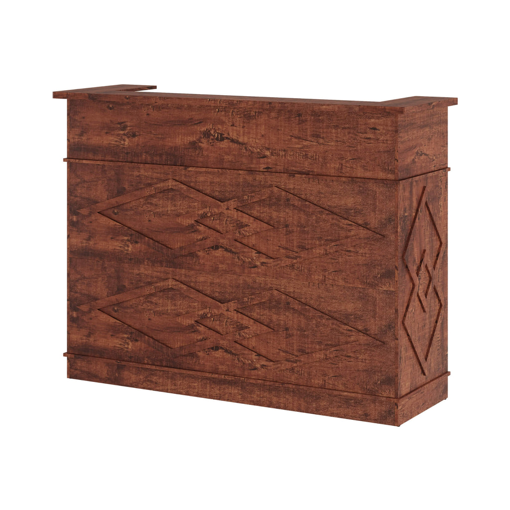 52-Inch Modern Walnut Standing Reception Desk With Laminate Countertop (SAK17835)