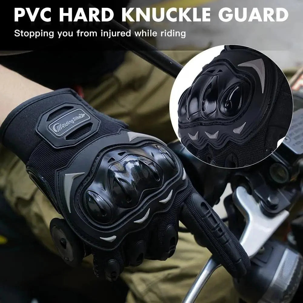 Motorcycle Breathable Glove Strong PVC Touch Screen Full Finger Motorbike Racing Riding Bicycle Summer Gloves