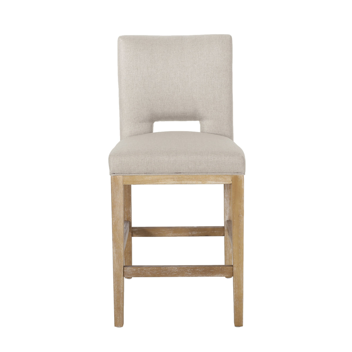 27 Inch Fabric Counter Stools, Set of 2 with Sturdy Rubberwood Legs - Wheat