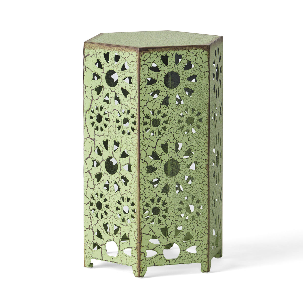 Galore 14" Side Table with Sunburst Cut Out Design - Green or Teal