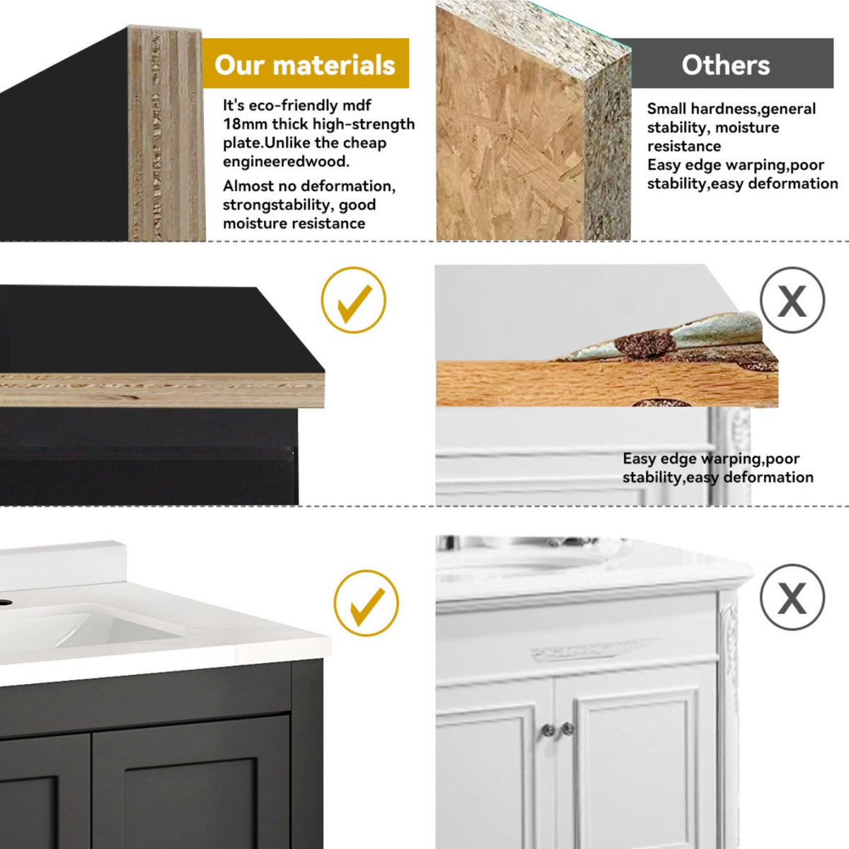 60-Inch Black Bathroom Vanity With Soft Close Doors And Drawers Storage (SAK86210)