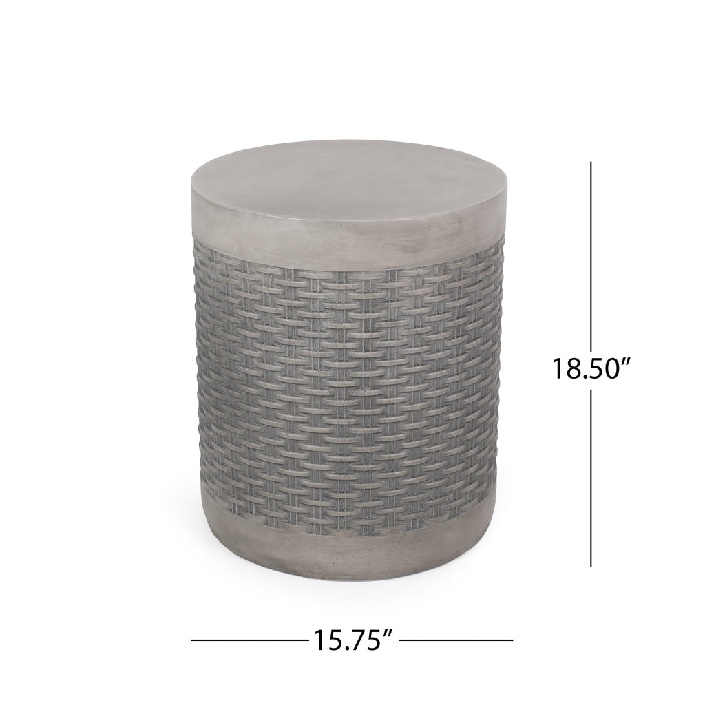 Outdoor Lightweight Round Concrete Side Table with Modern Design - Grey