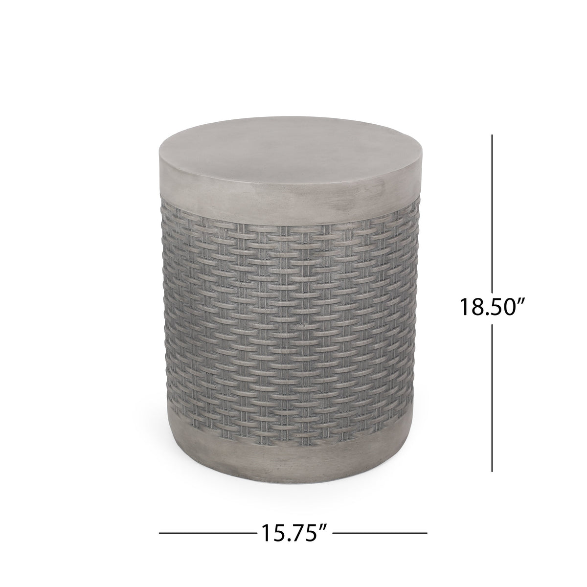Outdoor Lightweight Round Concrete Side Table with Modern Design - Grey