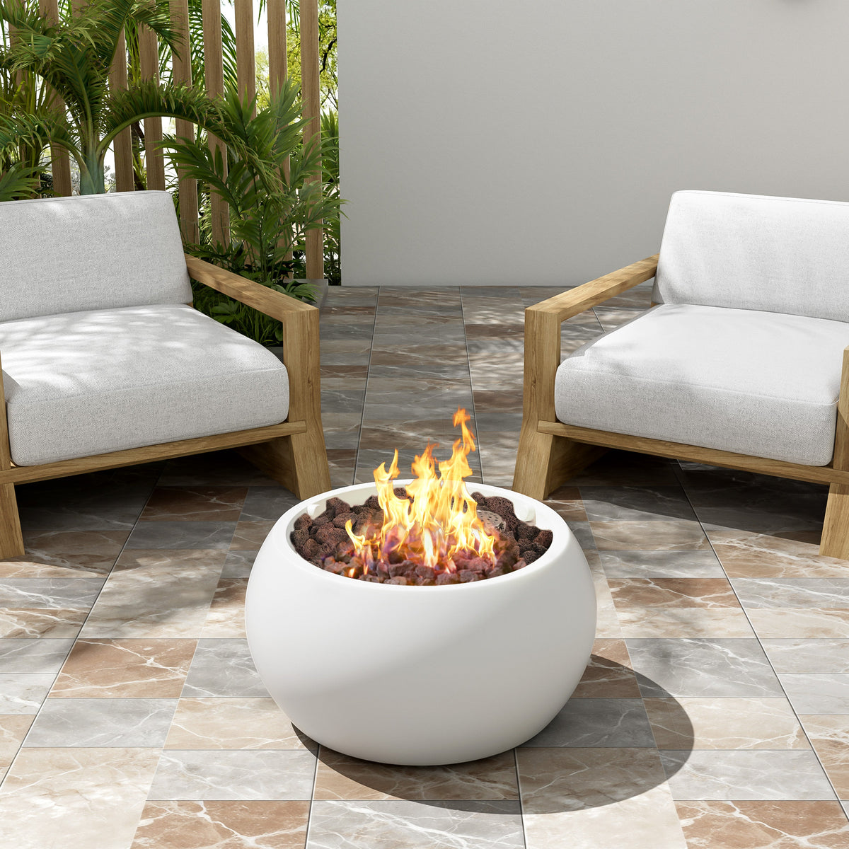 Patio MGO Propane Fire Pit with 40,000 BTU Output - White or Brown