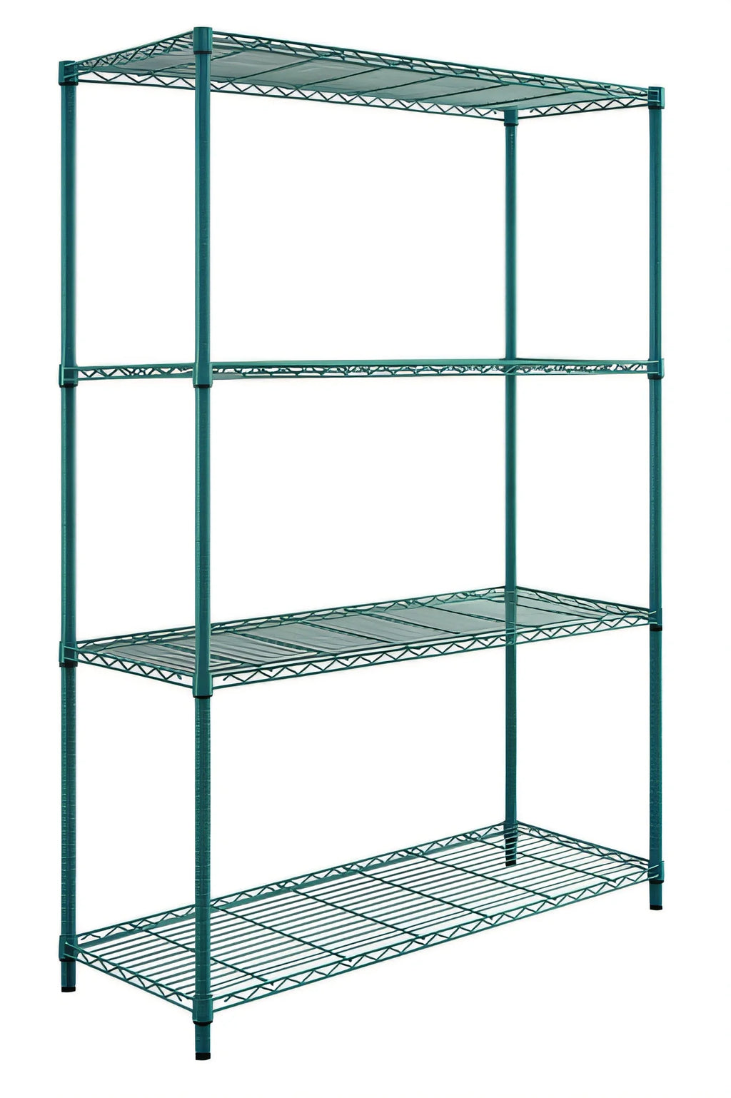 Quantum RWR72-2436LDP 4-Tier Stationary Wire Shelving Unit, 36W x 24D x 72H, Green Epoxy Finish