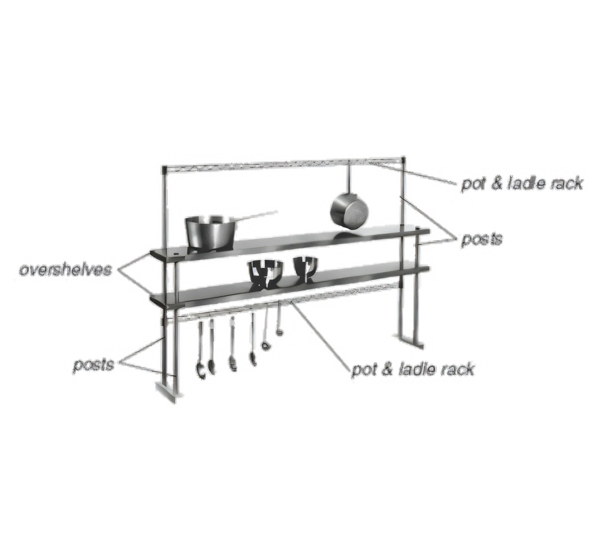 Eagle Group PRT2-C Table-Mounted Single-Bar Pot & Ladle Rack, 33" Long, Chrome-Plated