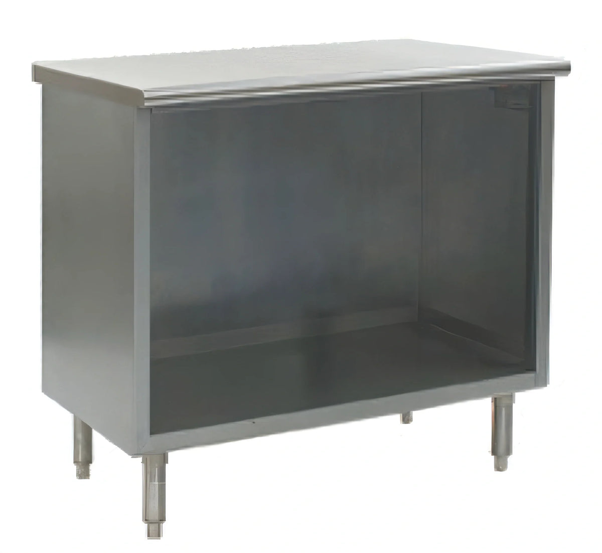 Eagle Group Spec-Master OB2460SE Open-Front Stainless Steel Cabinet Base Work Table, 60"W x 24"D, Flat 14-Gauge Top, Rolled Edges