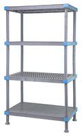 Quantum QP216062V3S1 4-Shelf Polymer Shelving Unit with Dunnage Stand, Gray, 2000-lb. Capacity, 60"W x 21"D x 62"H