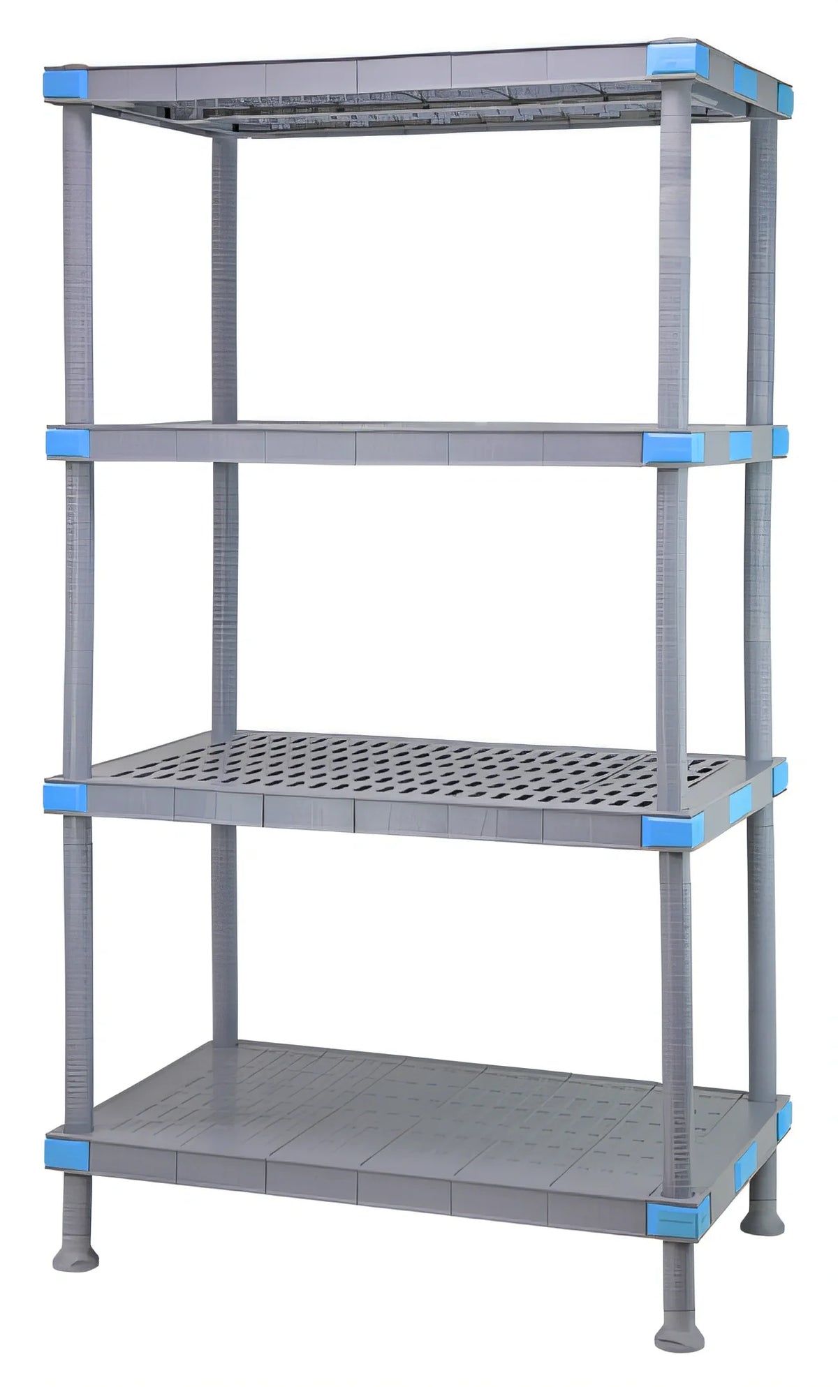 Quantum QP216062V3S1 4-Shelf Polymer Shelving Unit with Dunnage Stand, Gray, 2000-lb. Capacity, 60"W x 21"D x 62"H
