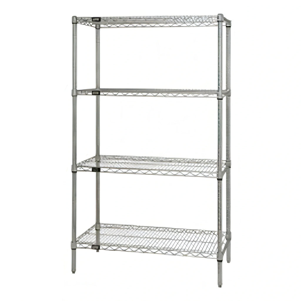 Quantum WR86-1854C 4-Shelf Chrome Wire Shelving Starter Kit, 54"W x 18"D x 86"H, 600–800 lb. Capacity per Shelf