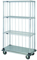 Quantum MD1836CG46RE 4-Shelf Mobile Enclosure Cart, 36 x 18 x 70 Inches, Chrome Plated, 3 Wire and 1 Solid Shelf