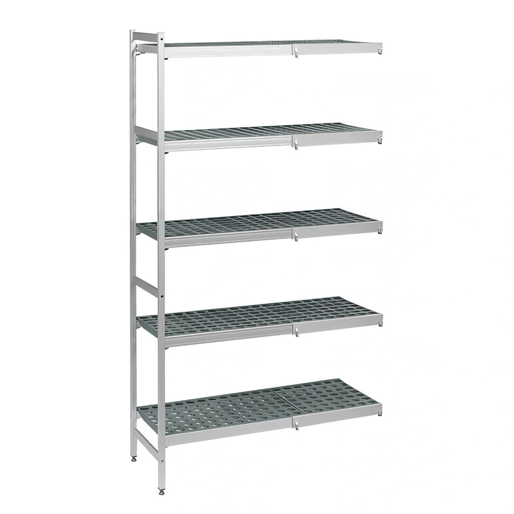 Fermod Fermostock 5R35A83-CE 5-Tier Corner Expansion Polymer Shelving Unit, 83"H x 35"W x 14"D
