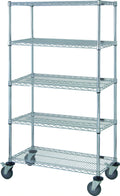Quantum M1836C47-5 36 x 18 x 80-Inch Mobile Wire Shelving Cart with 5 Shelves, Chrome Finish