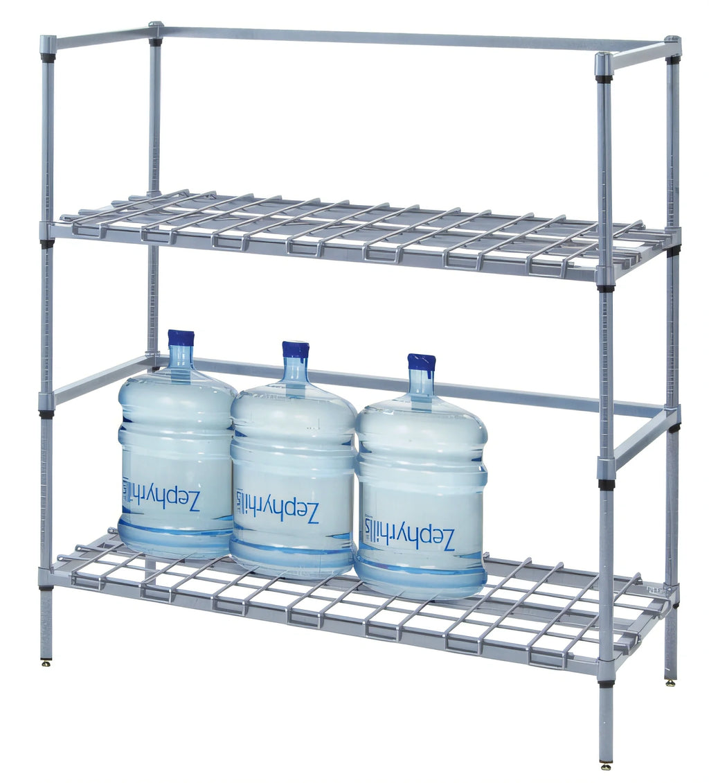 Quantum 244254DGY Two-Tier Modular Wire Dunnage Rack, 42"W x 24"D x 54"H, Gray Epoxy Antimicrobial Finish