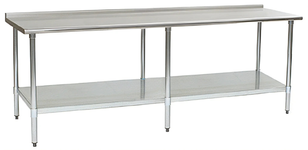 Eagle Group Deluxe UT30132EB 132 x 30-Inch Stainless Steel Work Table, 16-Gauge Top, Rear Upturn, Adjustable Galvanized Undershelf