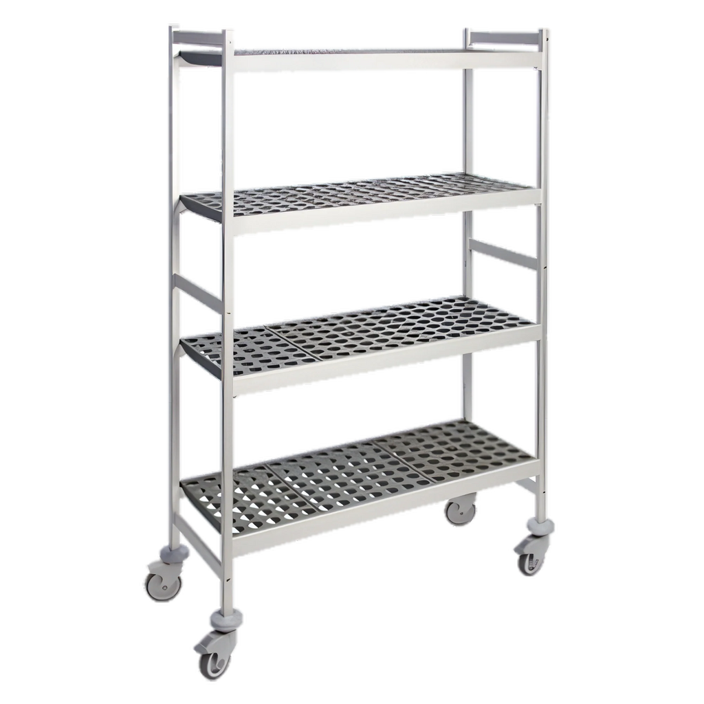 Fermod Fermostock 4R31B71M 4-Tier Perforated Mobile Shelving Unit, Removable Polymer Inserts, 31 x 18 x 71 Inches, Gray