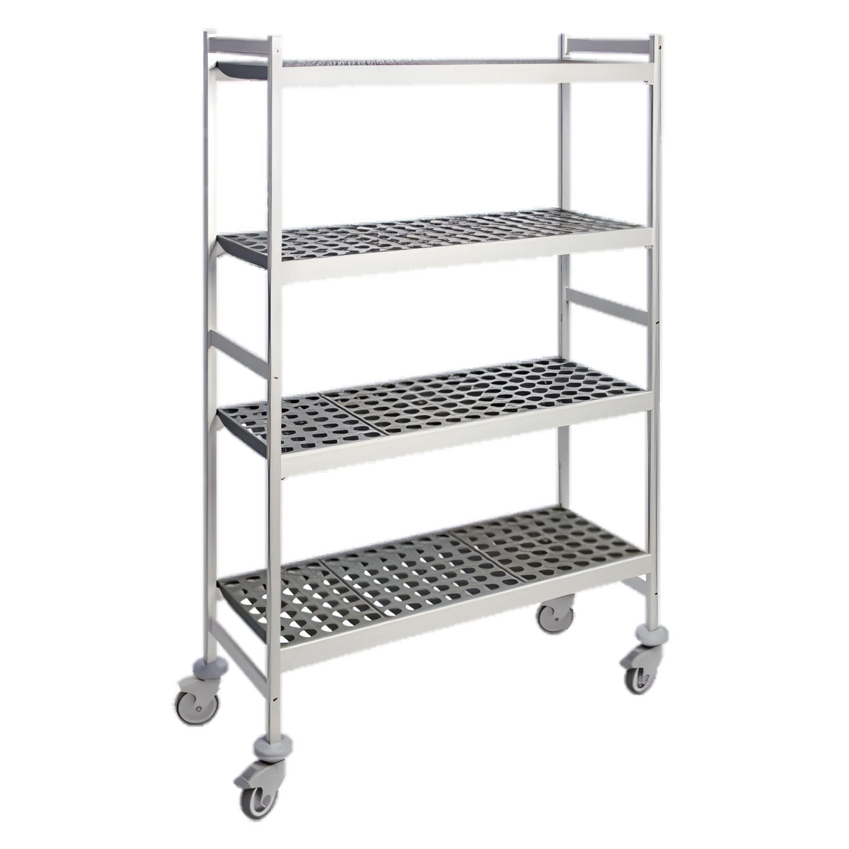 Fermod Fermostock 4R31B71M 4-Tier Perforated Mobile Shelving Unit, Removable Polymer Inserts, 31 x 18 x 71 Inches, Gray
