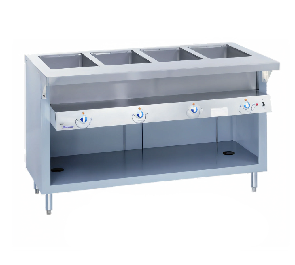 Duke Manufacturing Thurmaduke E-2-DLSS 32-Inch Electric 2-Well Sealed Steamtable, Stainless Steel, Open Storage Base