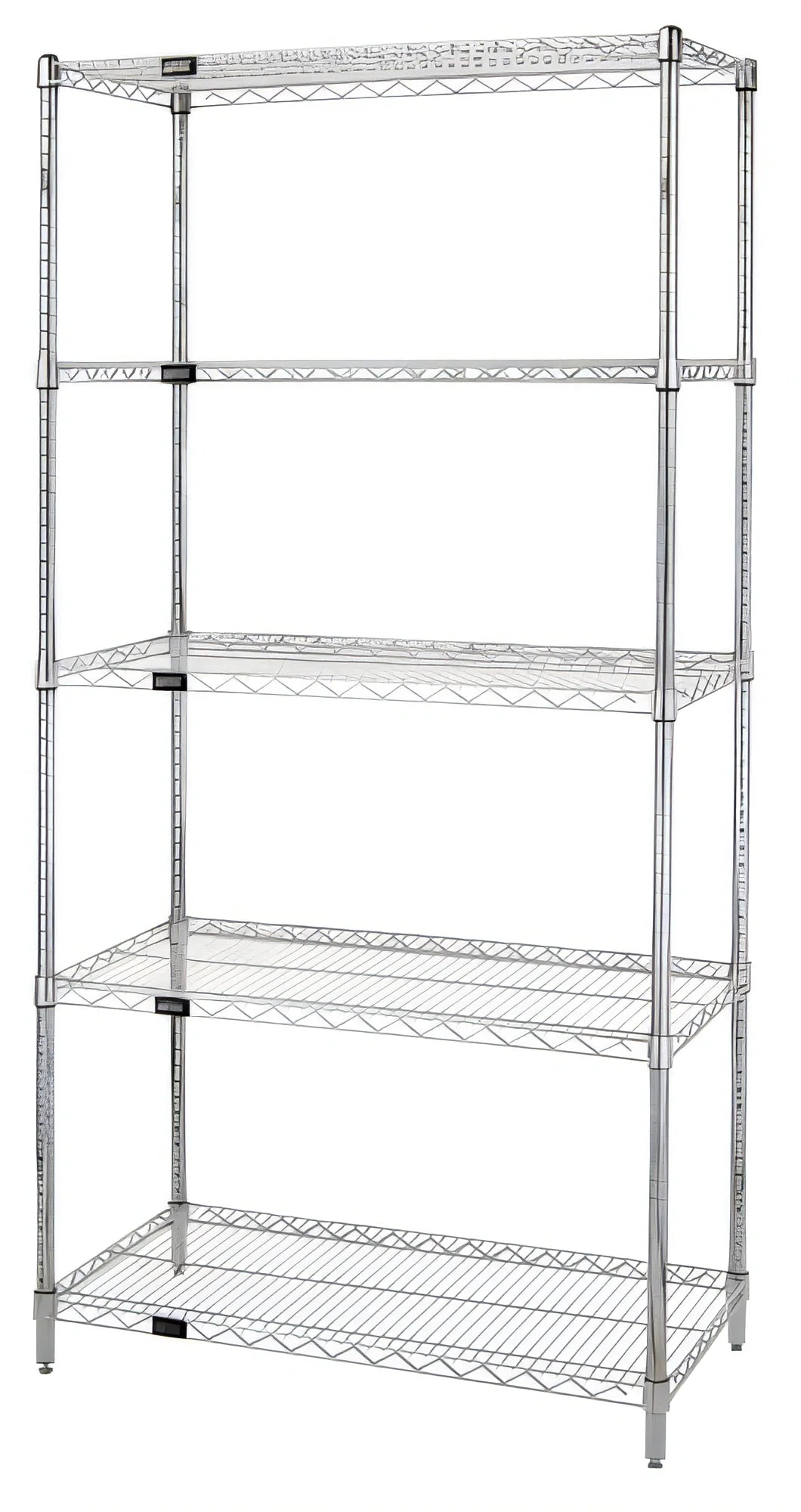 Quantum WR86-1872C-5 Stationary Wire Shelving Starter Kit, 72"W x 18"D x 86"H, Chrome Plated, 5 Shelves