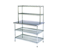 Eagle Group AdjusTable T3060EW-2 Two-Tier 14-Gauge Stainless Steel Work Table, 60 x 30 Inches, Double Wire Overshelves and Undershelves