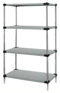 Quantum WRS4-74-1460SS 304 Stainless Steel Solid Shelving Starter Kit, 4 Shelves, Stationary, 60"W x 14"D x 74"H