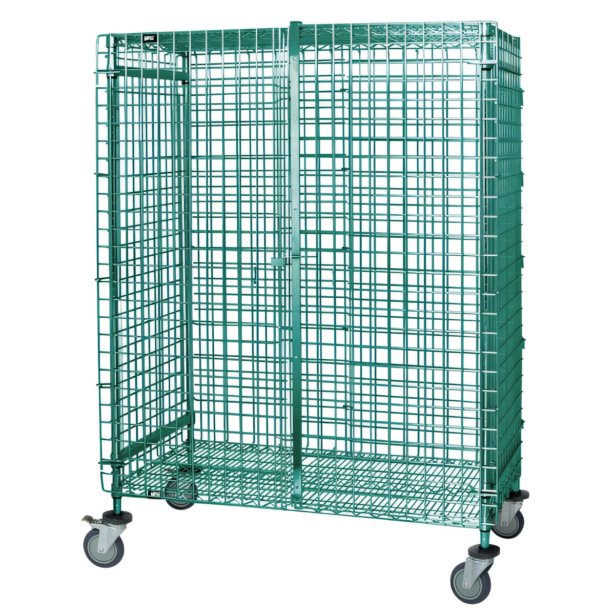Quantum M2460-69SECP Mobile Wire Security Unit with Locking Panel Doors, Green Epoxy, 60"W x 24"D x 69"H