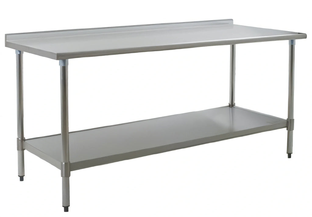Eagle Group Spec-Master UT3684E 84-Inch x 36-Inch Stainless Steel Work Table, 14-Gauge 300-Series Top, Rear Up-Turn, Adjustable Undershelf