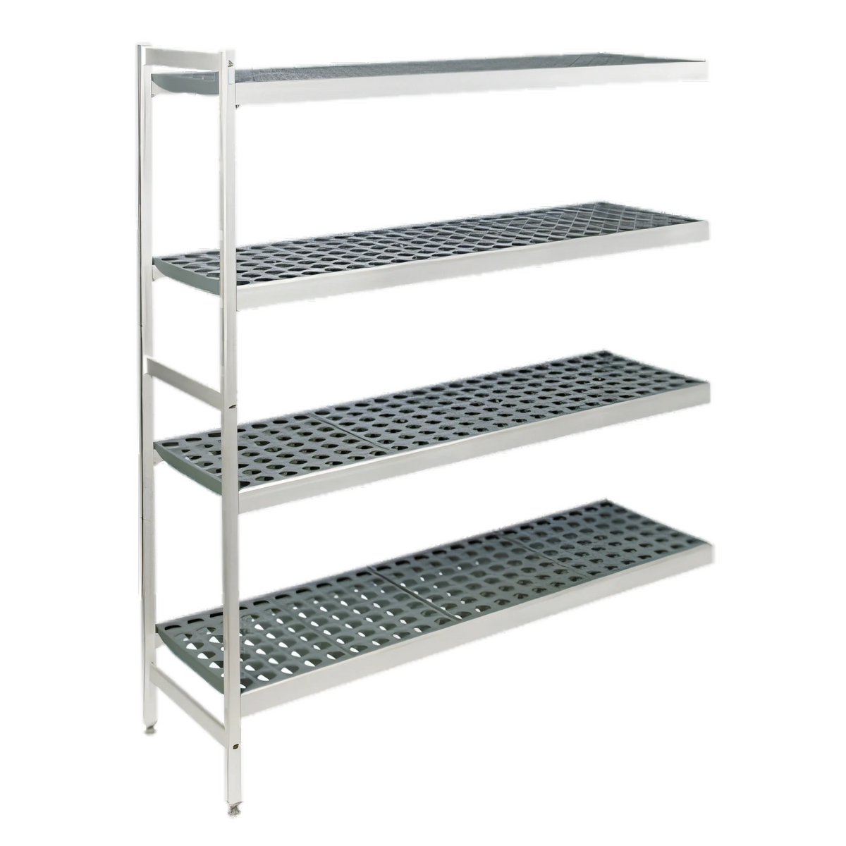 Fermod Fermostock 4R42B71-E 4-Tier Perforated Polymer Shelving Expansion Unit, 42W x 18D x 71H