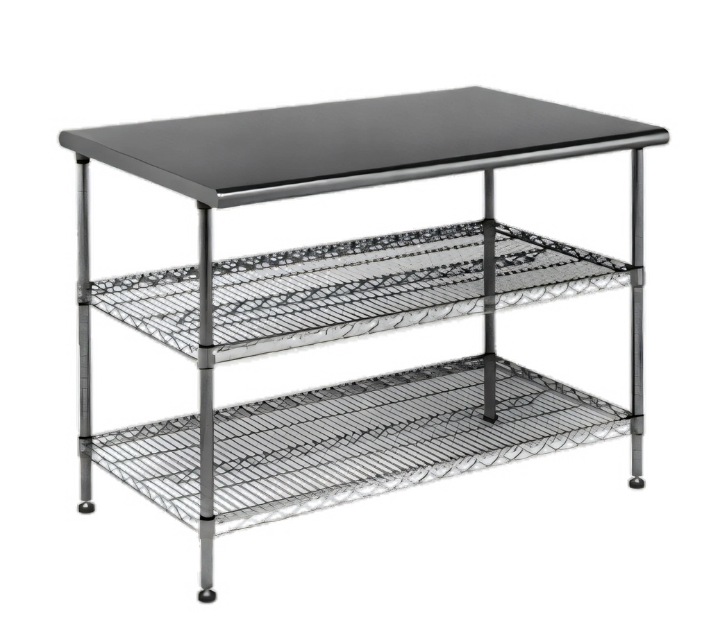 Eagle Group AdjusTable T2448EW 48 x 24 Inch 14-Gauge 304 Stainless Steel Work Table with 2 Adjustable Wire Undershelves