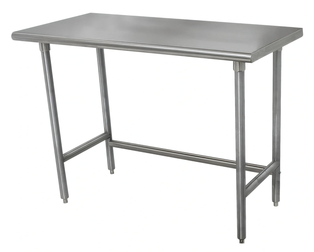 Advance Tabco TSS-366 72" x 36" Stainless Steel Flat-Top Work Table, 14-Gauge 304 Top, Open Base with Crossrails