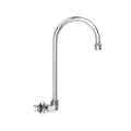 Fisher 3915 Backsplash-Mount Faucet Base, No Handle, Single Hole, 12" Swivel Gooseneck Spout, 1/2" Slip Joint, Brass