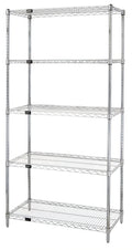 Quantum WR54-3072C-5 Stationary Chrome Wire Shelving Starter Unit, 5 Shelves, 4 Posts, 72"W x 30"D x 54"H